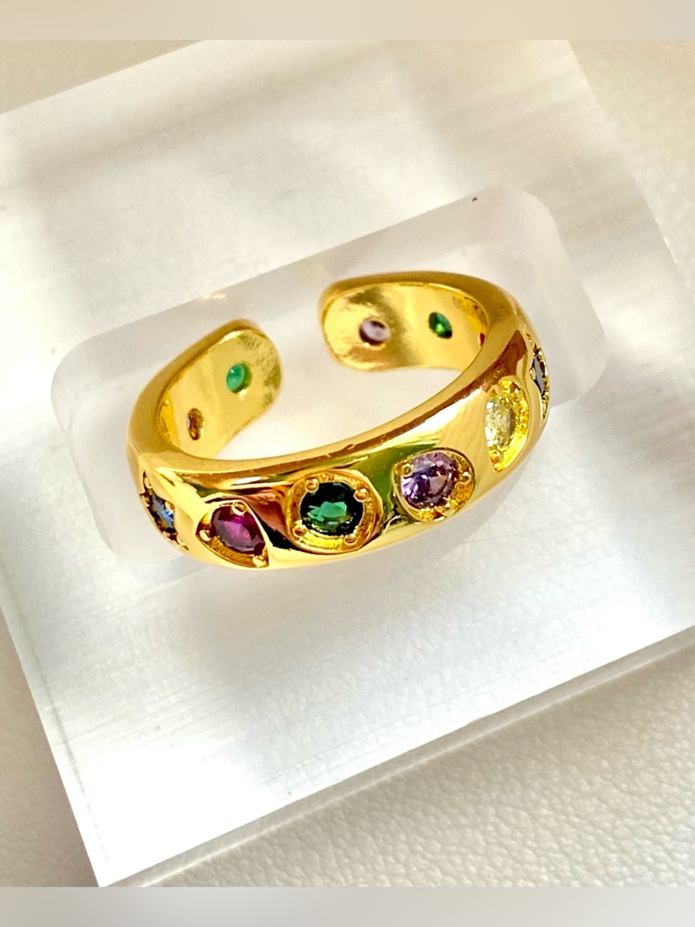 Gold Multistone Open Band Ring